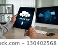 Cloud technology backup concept with a perso 130402568