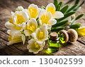 Freesia flowers with a sweet fragrance, known for their calming properties. Ideal for creating a peaceful and soothing atmosphere in any space. AI Generated 130402599
