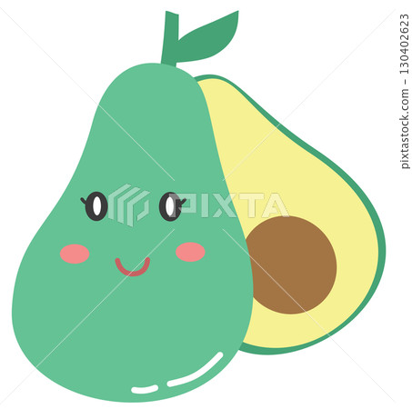 cute and minimal cartoon avocado smiling face cute and minimal cartoon avocado smiling face 130402623