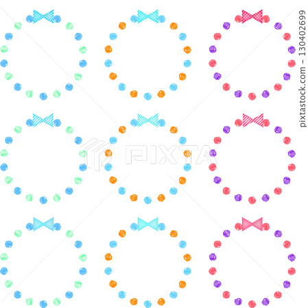 Colorful watercolor ribbon and round circular frame set pop 130402699