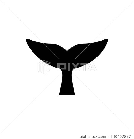 Whale tail icon. Dolphin, orca, beluga or another marine mammal sign. Black cetacean animal fin silhouette isolated on white background. Ocean beast symbol. Vector graphic illustration. Whale tail icon. Dolphin, orca, beluga or another marine mammal sign. Black cetacean animal fin silhouette isolated on white background. Ocean beast symbol. Vector graphic illustration. 130402857