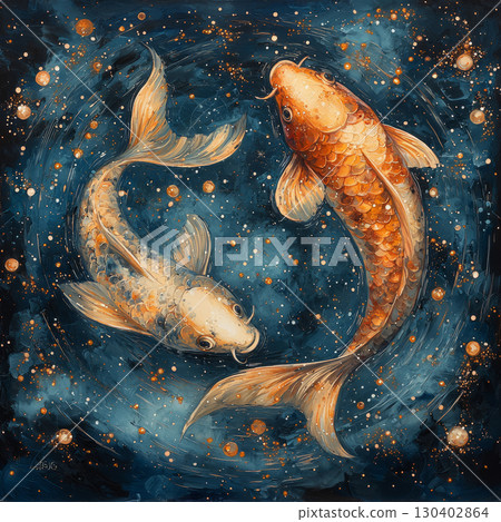 Constellation Pisces, zodiac. Fishes. AI generative Constellation Pisces, zodiac. Fishes. AI generative 130402864