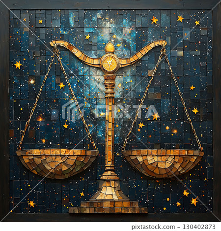 Scales constellations, zodiac constellation, astrology, astronomy. AI generative content 130402873