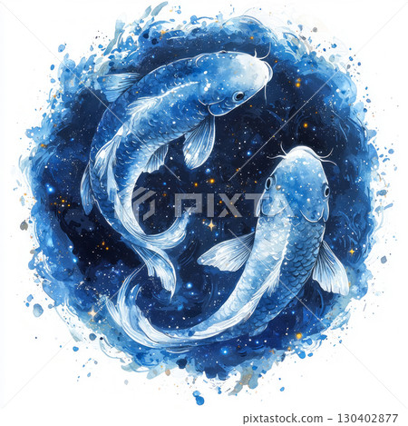 Constellation Pisces, zodiac. Fishes. AI generative 130402877