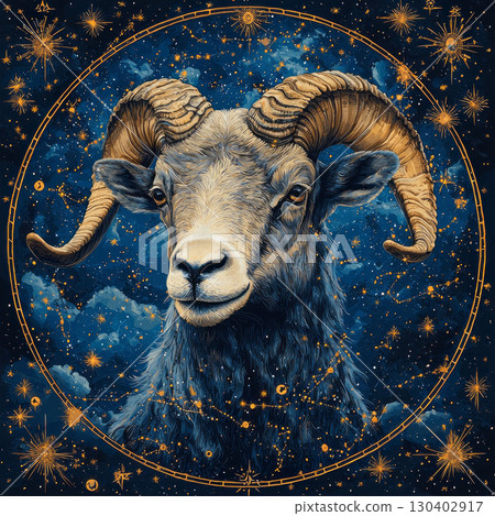Aries zodiac, constellation. Astronomy. AI generative 130402917