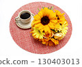 Image material of coffee and a cute bouquet 130403013