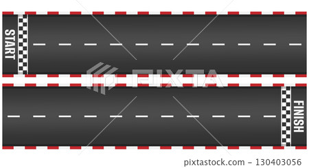 Horizontal racetrack roadway background vector design with white line start and finish grid pattern on asphalt straight way sport motor rally competition speedway element illustration Horizontal racetrack roadway background vector design with white line start and finish grid pattern on asphalt straight way sport motor rally competition speedway element illustration 130403056