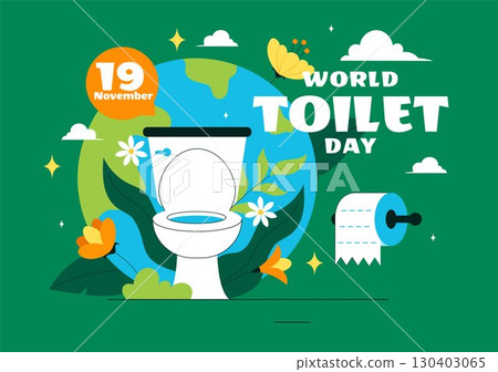 World Toilet Day Vector Illustration on November 19 featuring Toilet, Earth, and Bathroom Hygiene Equipment for Awareness in a Flat Background 130403065