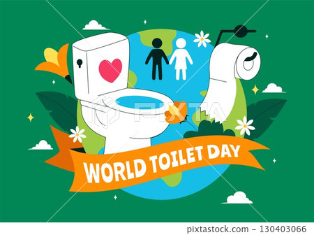 World Toilet Day Vector Illustration on November 19 featuring Toilet, Earth, and Bathroom Hygiene Equipment for Awareness in a Flat Background 130403066