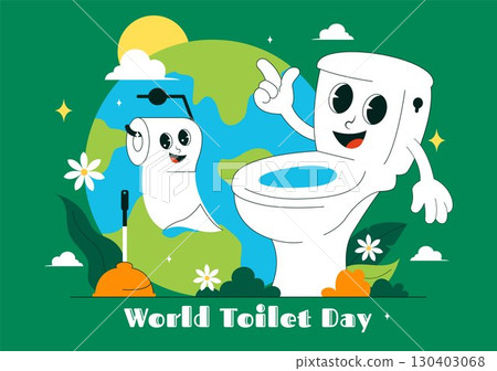 World Toilet Day Vector Illustration on November 19 featuring Toilet, Earth, and Bathroom Hygiene Equipment for Awareness in a Flat Background World Toilet Day Vector Illustration on November 19 featuring Toilet, Earth, and Bathroom Hygiene Equipment for Awareness in a Flat Background 130403068