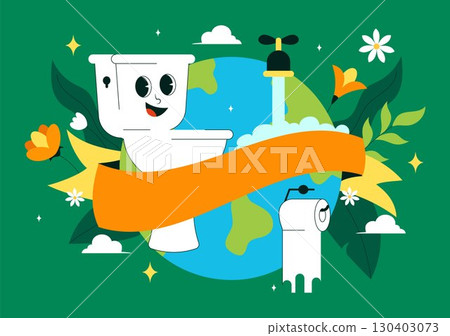 World Toilet Day Vector Illustration on November 19 featuring Toilet, Earth, and Bathroom Hygiene Equipment for Awareness in a Flat Background 130403073