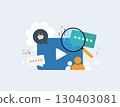 Viewer behavior analysis with AI video recommendations for audience engagement. Personalized recommendations and video content performance tracking for streaming platforms, vector illustration 130403081