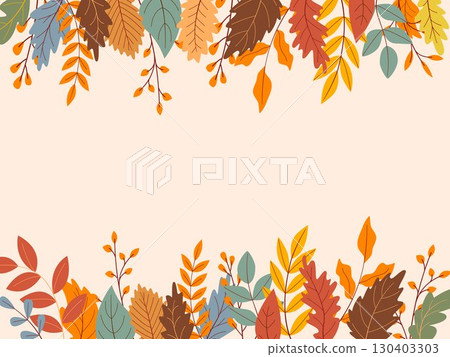 Natural motif border of colorful autumn leaves 130403303