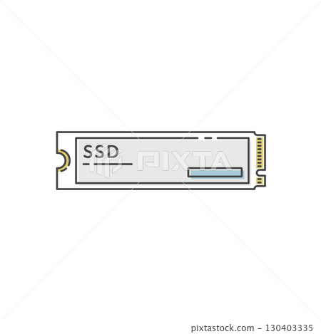 Internal SSD M.2 storage icon (vector, line drawing) 130403335