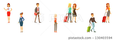 People Character Passenger Moving Enjoy Their Trip Vector Set 130403594