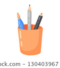 Orange Cup with Art Supplies Illustration 130403967