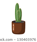 Tall Cactus Plant in a Brown Pot 130403976