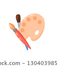 Artist Palette with Brushes Illustration 130403985