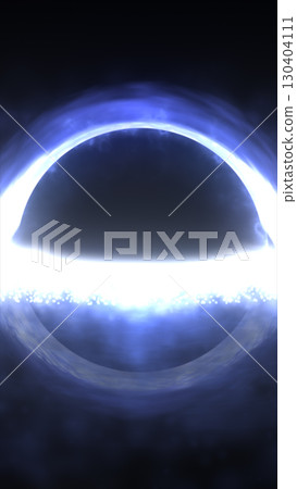 Intense glowing blue energy ring with bright particles suspended in dark cosmic space Intense glowing blue energy ring with bright particles suspended in dark cosmic space 130404111