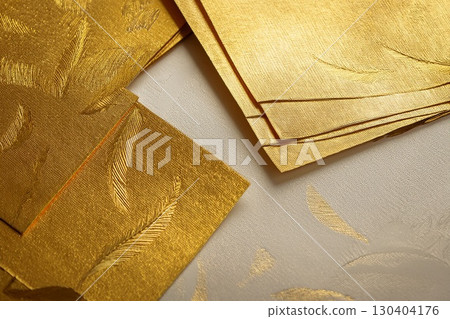 Image of gold leafed Japanese paper, background material 130404176