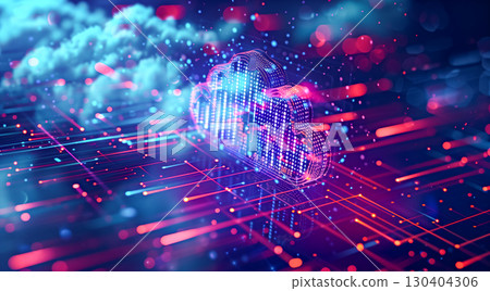 High-tech representation of cloud storage 130404306