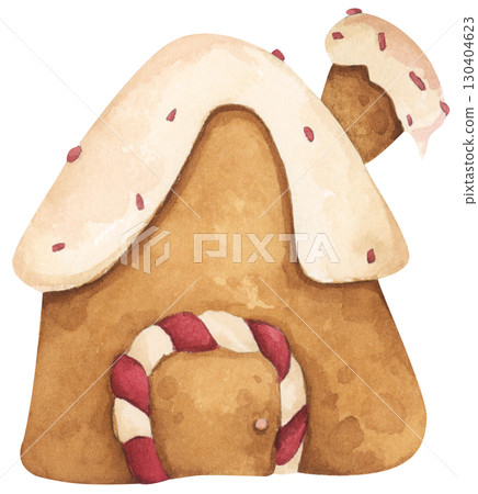 Watercolor Illustration of a Gingerbread House Watercolor Illustration of a Gingerbread House 130404623