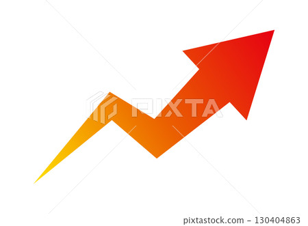 Red gradient zigzag rising arrow Vector illustration material Single item 130404863