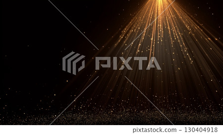 金色粒子，聚光燈，黑色背景 130404918