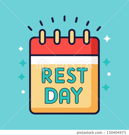 Calendar page showing day off for relaxation. Cartoon vector illustration. 130404973