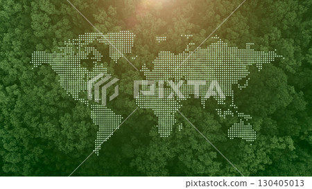 Green forests overlay world map for worlds environment days, Green eco ecosystem present background 130405013