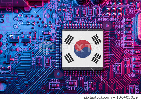 Korea on Computer Chip for Korean Chip War Concept. Country chipmakers, Microchip market share. 130405019
