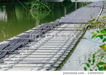 Floating Solar Panel. Solar photovoltaic panel PV System in Industry lake water pond 130405050
