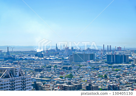 View of the Keihin Industrial Zone from the Sky Deck of Kawasaki City Hall [Kawasaki City, Kanagawa Prefecture] 130405130