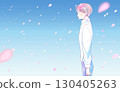 溫柔的男人，櫻花暴風雪，側面視圖 130405263