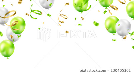 Beautiful green 3D balloons illustration background vector banner template 130405301