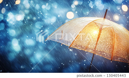 Transparent Umbrella Under Rain Against Water Droplets 130405443