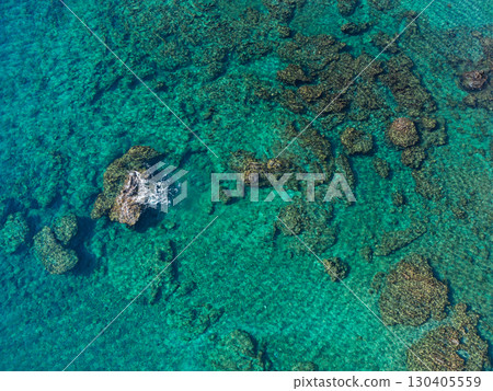Aerial view of crystal clear 130405559