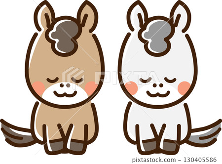 兩匹馬以正座姿勢鞠躬 130405586