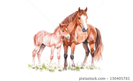 Beautiful brown horse isolated on white background. Beautiful brown horse isolated on white background. 130405781