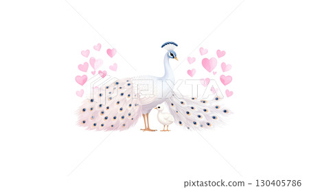 Illustration of white swan and stork with chicks isolated on white background. Illustration of white swan and stork with chicks isolated on white background. 130405786