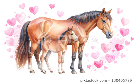 Beautiful brown horse isolated on white background. 130405789