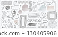 Nature elements for wall art minimal poster collection. Scandinavian abstract style hand drawn wall art decor. 130405906
