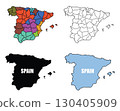Collection of Spain map illustrations with regions, outline, and silhouettes.Vector illustration 130405909