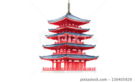 Traditional Chinese temple architecture isolated on white background. 130405929