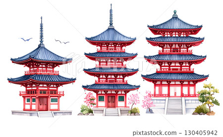 Traditional Chinese temple architecture isolated on white background. Traditional Chinese temple architecture isolated on white background. 130405942