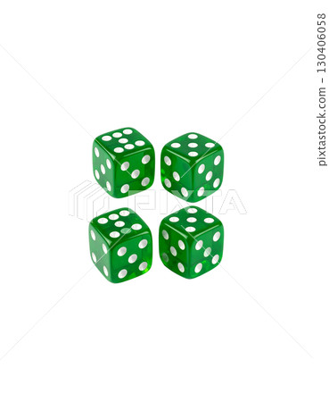 Golden and red and white dice, casino dice isolated on white background for game of luck and fortune. 130406058