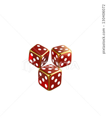 Golden and red and white dice, casino dice isolated on white background for game of luck and fortune. Golden and red and white dice, casino dice isolated on white background for game of luck and fortune. 130406072