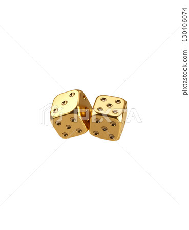 Golden and red and white dice, casino dice isolated on white background for game of luck and fortune. Golden and red and white dice, casino dice isolated on white background for game of luck and fortune. 130406074