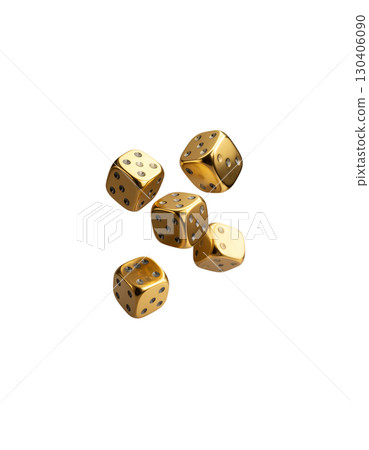 Golden and red and white dice, casino dice isolated on white background for game of luck and fortune. Golden and red and white dice, casino dice isolated on white background for game of luck and fortune. 130406090