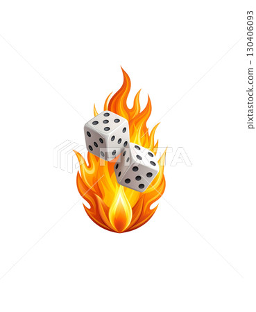 Golden and red and white dice, casino dice isolated on white background for game of luck and fortune. 130406093